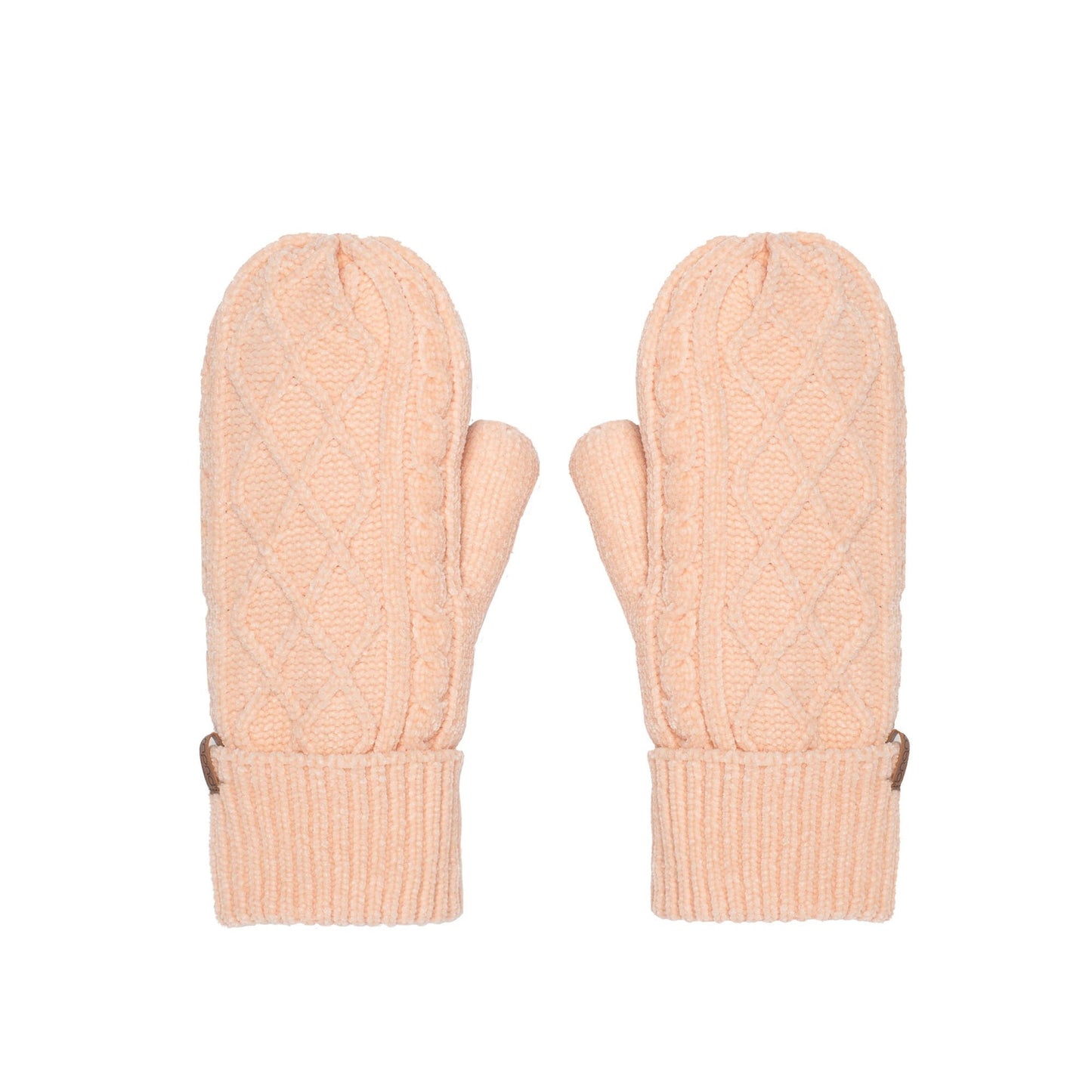 Blush Chenille - Cable Knit Mittens Adult