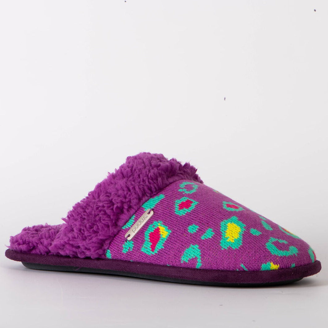 Creekside Slide Slippers | Brights Purple Leopard