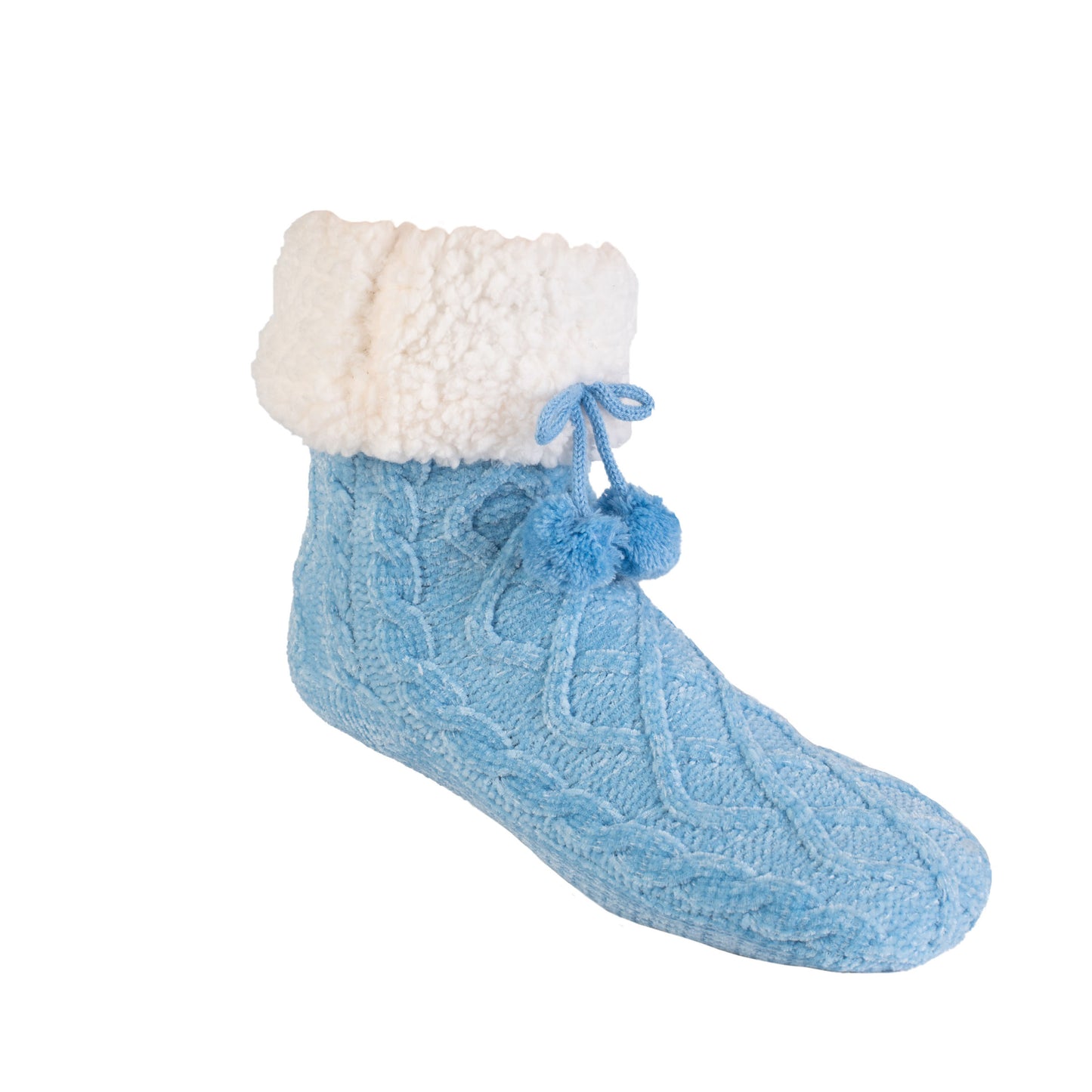 Chenille Cable Knit Airey Blue  -  Classic Slipper Sock