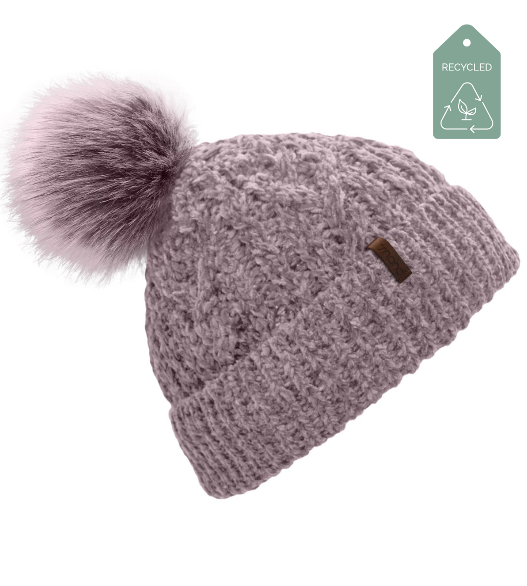 Recycled Beanie Hat - Chenille Knit Elderberry