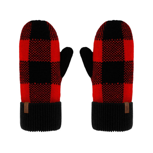 Recycled Mittens - Lumberjack Red