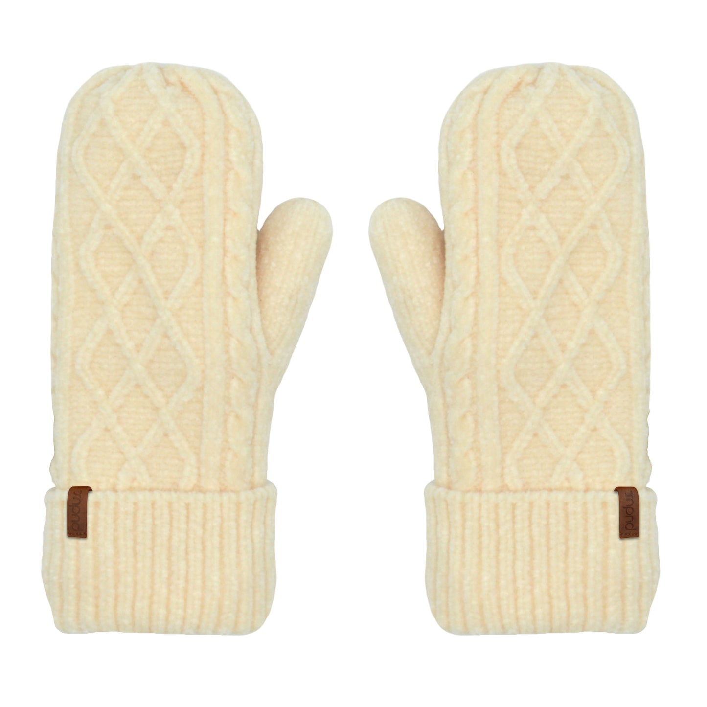 Cable Knit White Chenille - Mittens Adult