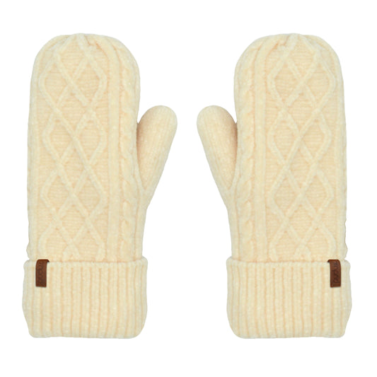 Cable Knit White Chenille - Mittens Adult