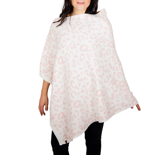 Faux Cashmere Poncho | Cheetah Pink Dogwood