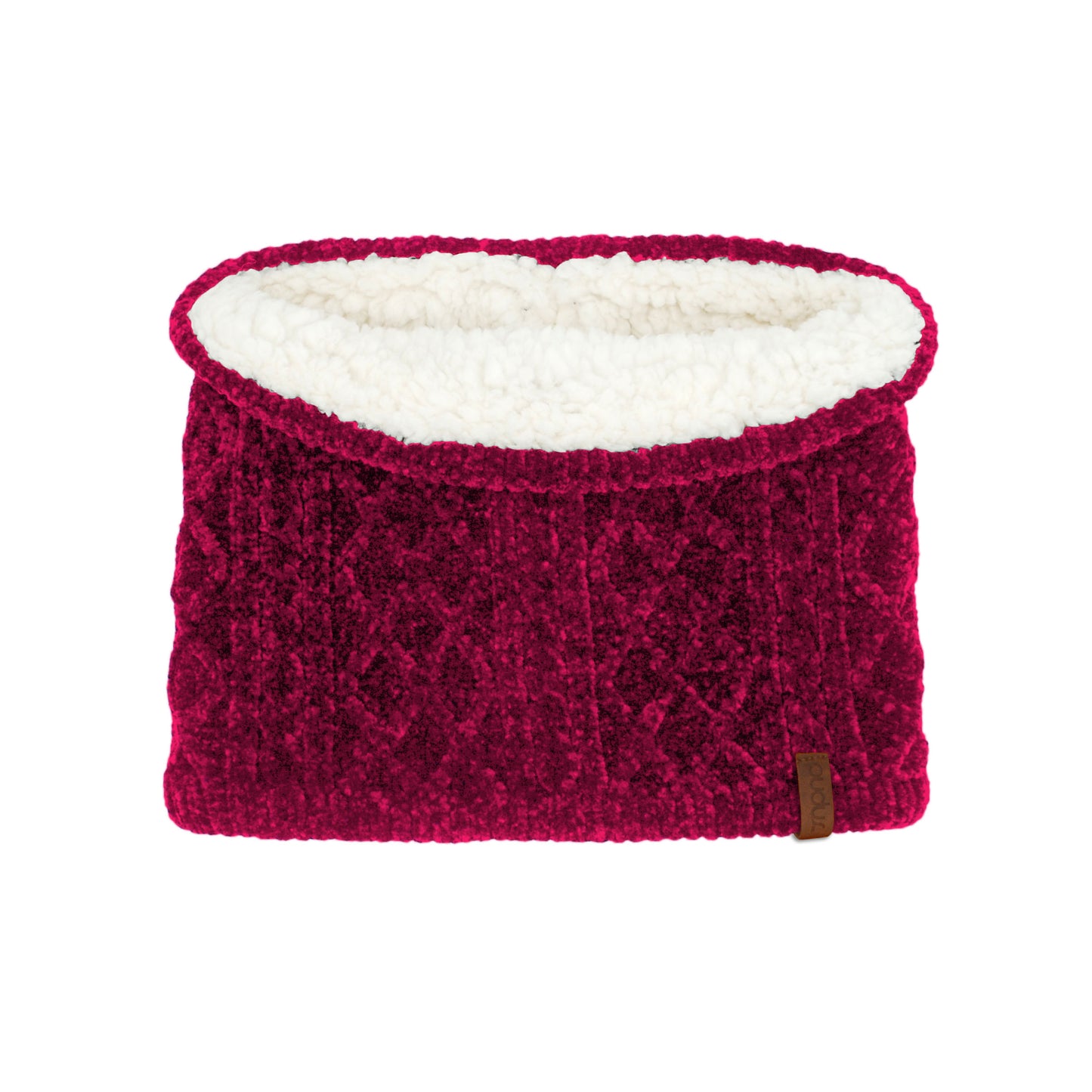 Cable Knit Raspberry Chenille - Snood Scarf