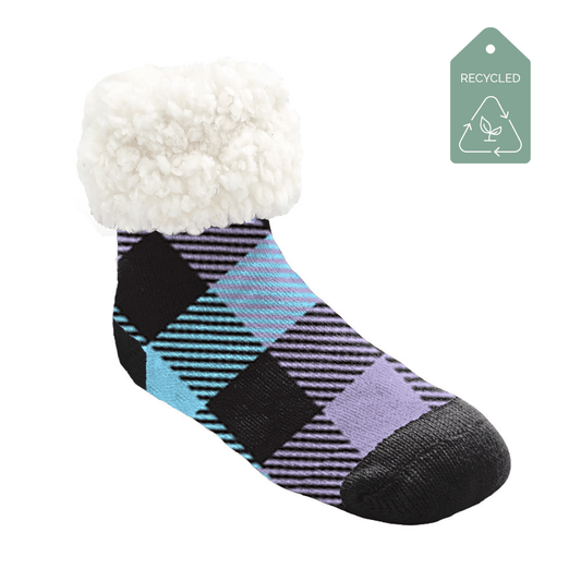 Lumberjack Lavender Blue - Kids & Toddler Recycled Slipper Socks