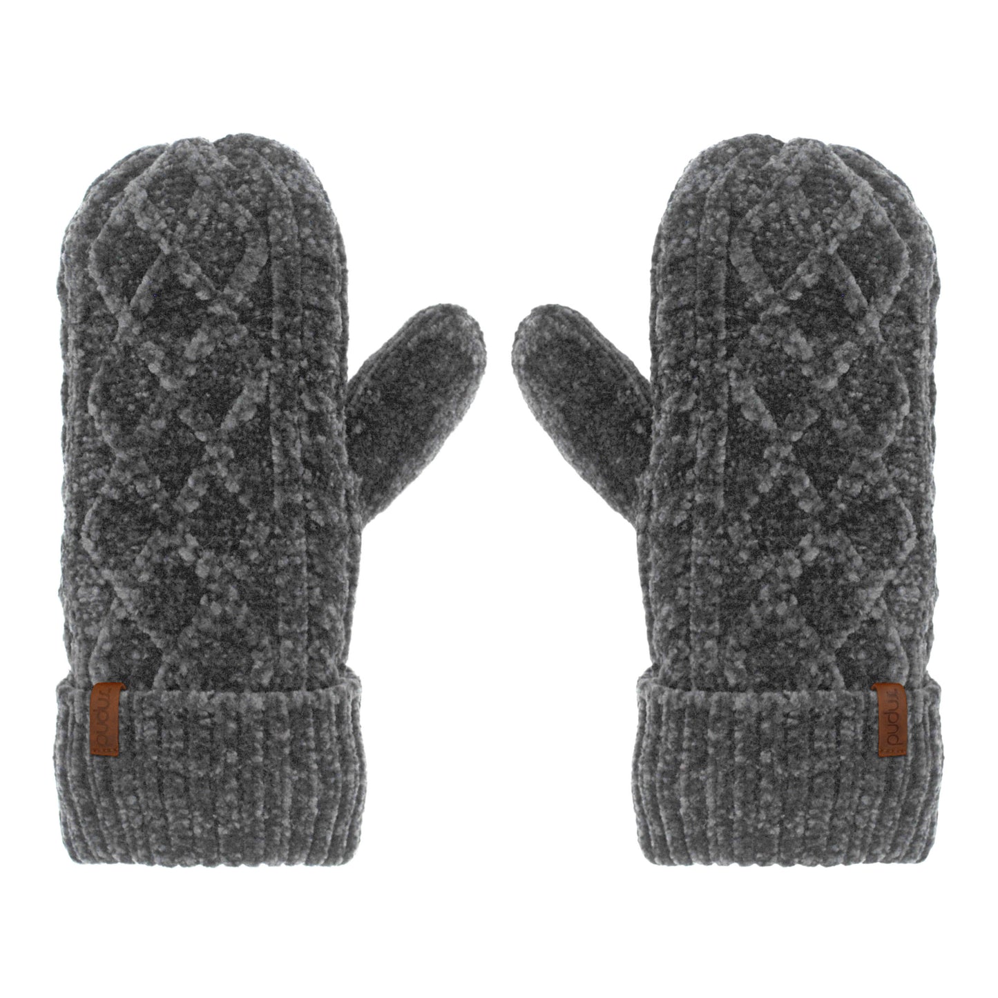 Cable Knit Grey Chenille - Mittens Adult